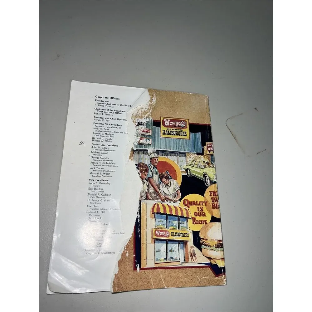 Wendy's: A Tradition of‎ Quality Hardcover  1984 Hamburger Book (see pics)